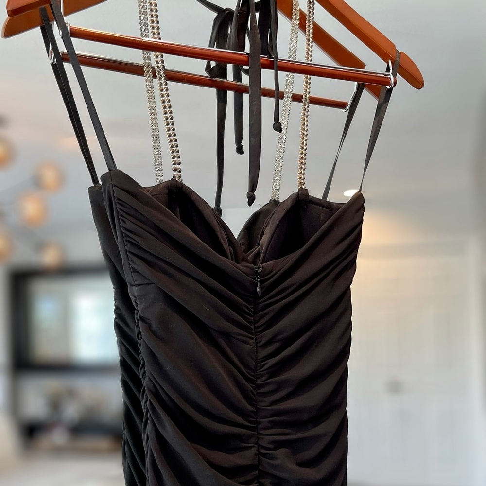 Cache Diamond Halter Ruched Dress - Picture 4 of 7